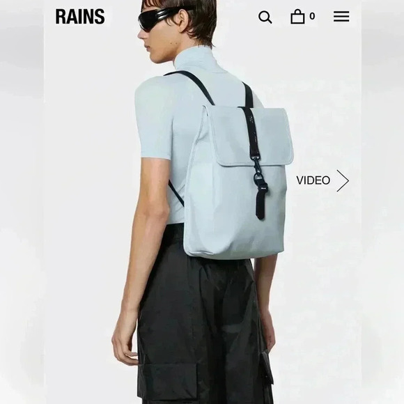 RAINS White Classic Waterproof Backpack - Picture 1 of 9